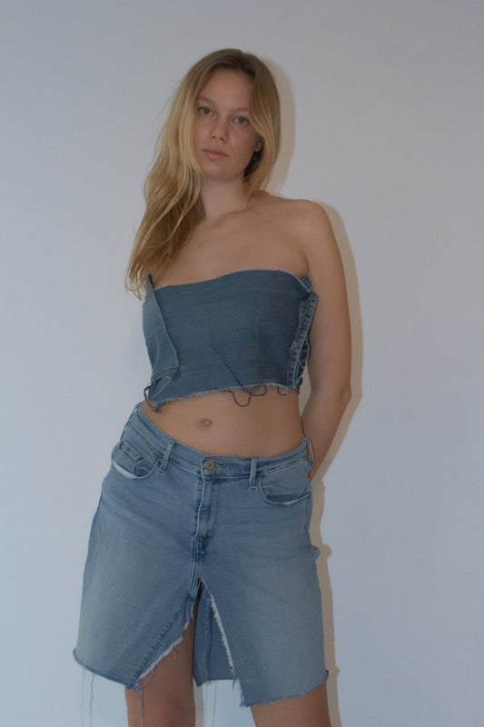 UPCYCLED DENIM CROP TOP